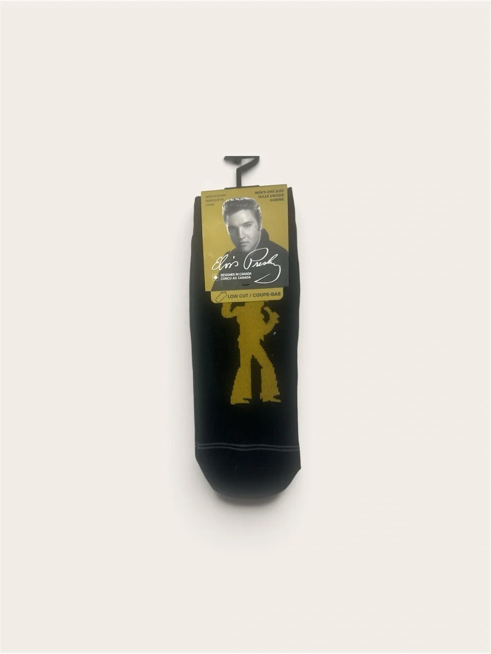 Men's Black Low-Cut Casual Socks with Gold Icon Detail